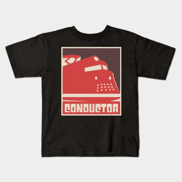 Retro Vintage Rail Crew Railroad Train Conductor Kids T-Shirt by MeatMan